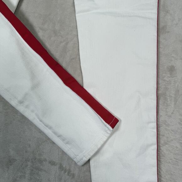 Polo Ralph Lauren The Tompkins Skinny White Jeans Tuxedo Red Stripe Size 27 - Picture 7 of 10